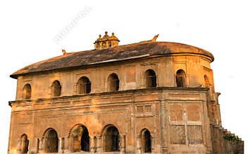 The Rang Ghar palace India isolated on white background