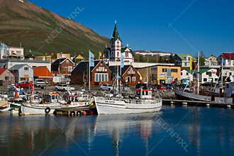 The little harbour of Husavik in Iceland