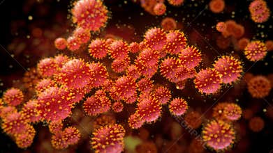 Virus cells. Germs allergy bacteria infectious micro pathogen organisms 4k