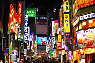 The neon light of Tokyo red light district