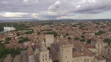 Aerial view of Avignon and the Popes Palace, France