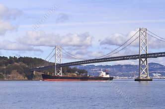 Tanker Ship Under Bay Bridge