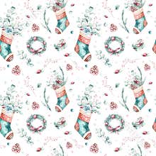 Watercolor holiday christmas clipart seamless pattern. Winter decoration element. Merry christmas design. Pine tree