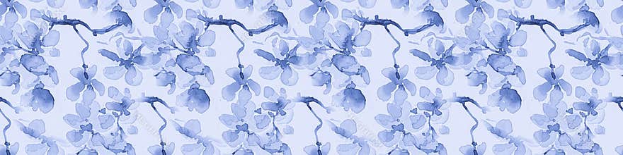 Seamless Sakura Pattern. Apple Wallpaper. Indigo
