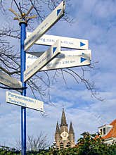 Blue signpost signage pole