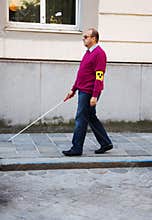Blind man with stick