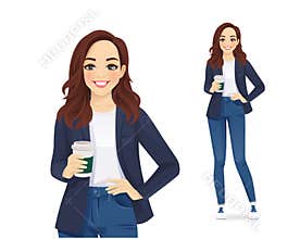 Casual business woman with coffee cup