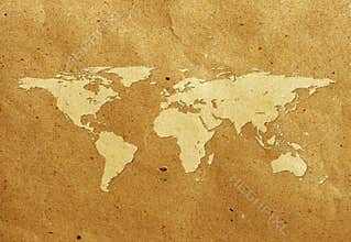 world map recycled paper craft