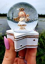 Angel in Snow Globe Snowglobe Star Water Spiritual Gardian Angels