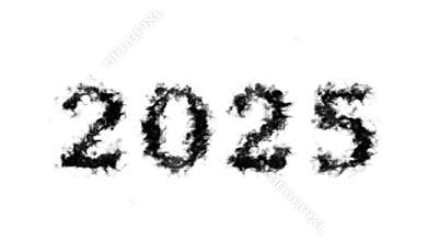 2025 smoke text effect white isolated background