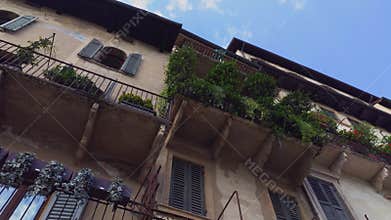 Architectural detail of historic buildings in Verona