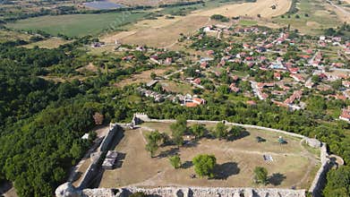 Aerial view of ruins of ancient Mezek Fortress, Bulgaria