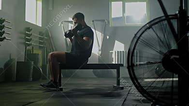 Sportsman Use Dumbbell For Workout .