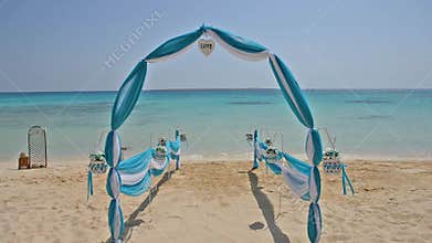Wedding aisle set up on a tropical beach paradise