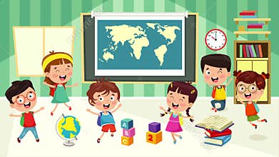 Teacher And Students At Classroom