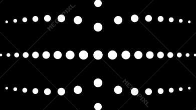 Circular monochrome seamless dot pattern 4K animation with two fold rotational symmetry