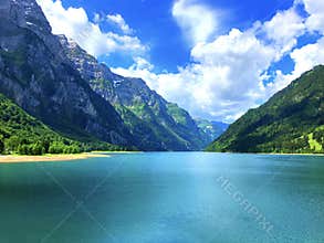 Idyllic Lake at KlÃ¶ntal Switzerland
