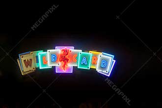 Urban neon signs and lighting,Wildcard  downtown Amarillo, Texas, USA