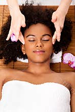 Facial temple massage in beauty spa