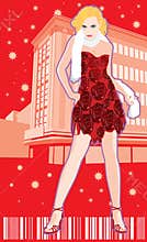 Fashion model in front of a building