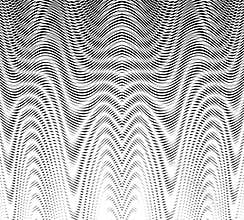 Monochrome abstract texture with wavy linear graphic and moire effect.