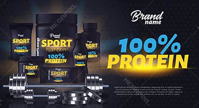 Sport Nutrition Product Containers Ad Banner