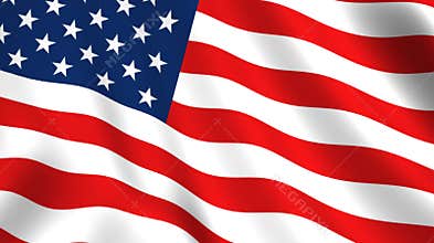American flag waving in the wind isolated USA