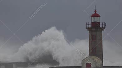 Beacon during sea storm
