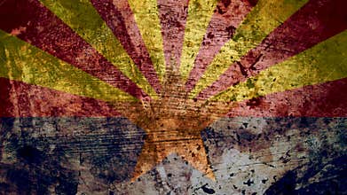 Very Grungy Arizona Flag, Grunge Background Texture, Zoom Out