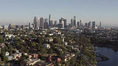 Aerial panoramic shot of Los Angeles in California