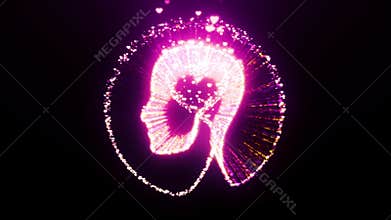SIlhouette of head with heart