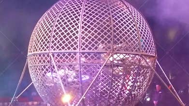 Motorcyclists in a cage