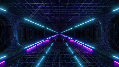 Futuristic fantasy scifi wireframe tunnel building 3d rendering live wallpaper motion background motion design endless