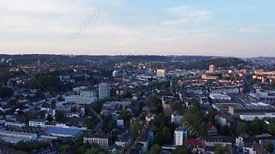 Aerial tilt view of a city in germany - wuppertal nordrhein westfalen