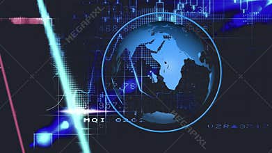 Globe spinning with data processing