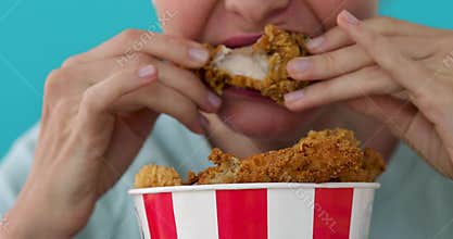 Girl eating chicken wings