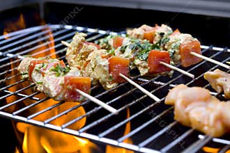 BBQ chicken kebabs