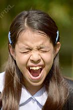 Stressful Female Student Wearing Uniform With Books