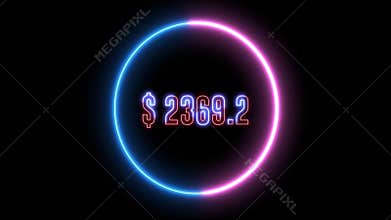 Increase money animation with neon abstract light. Earning dollar, increase in monetary gain