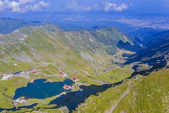 Aerial view of Balea Lake in Romanian Carpathians