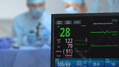 Doctor using defibrillator saving patient life, disappearing heart rate monitor