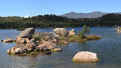 Beautiful Dowdy lake, part of Red Feather lakes recreation area near Fort Collins, Colorado