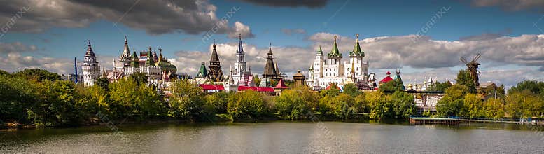 Churches in Moscow. Russia. Cathedral of Orthodox Eastern. Ismailovo Market.