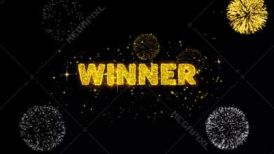 Winner Text Reveal on Glitter Golden Particles Firework.