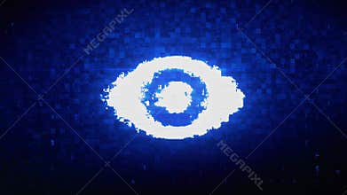 Human Face eye view Symbol Digital Pixel Noise Error Animation.