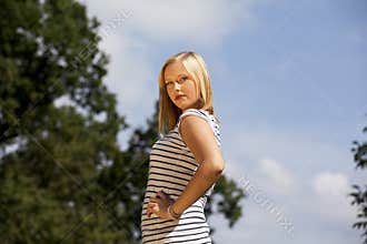 Cool looking blond teenage girl