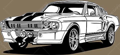 Classic american vintage retro icon of muscle car Ford Mustang