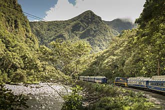 View from the window of the train from Cusco to Machu Picchu