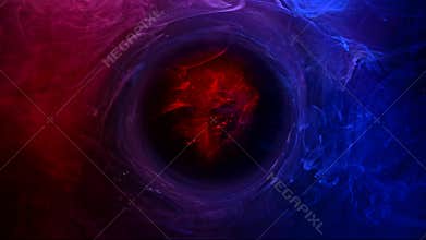 Ink swirl astrology zodiac red blue colored circle