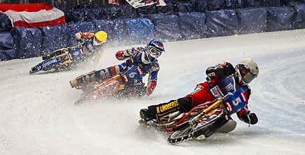 Inzell, Germany - March 16, 2019: World Ice Speedway Championship